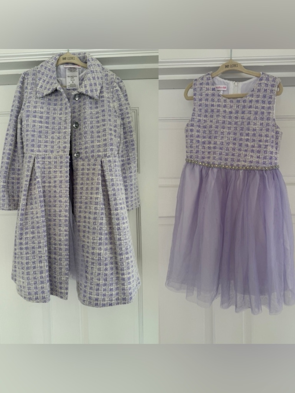 Bonnie Jean Lilac Tweed Dress and Coat Set